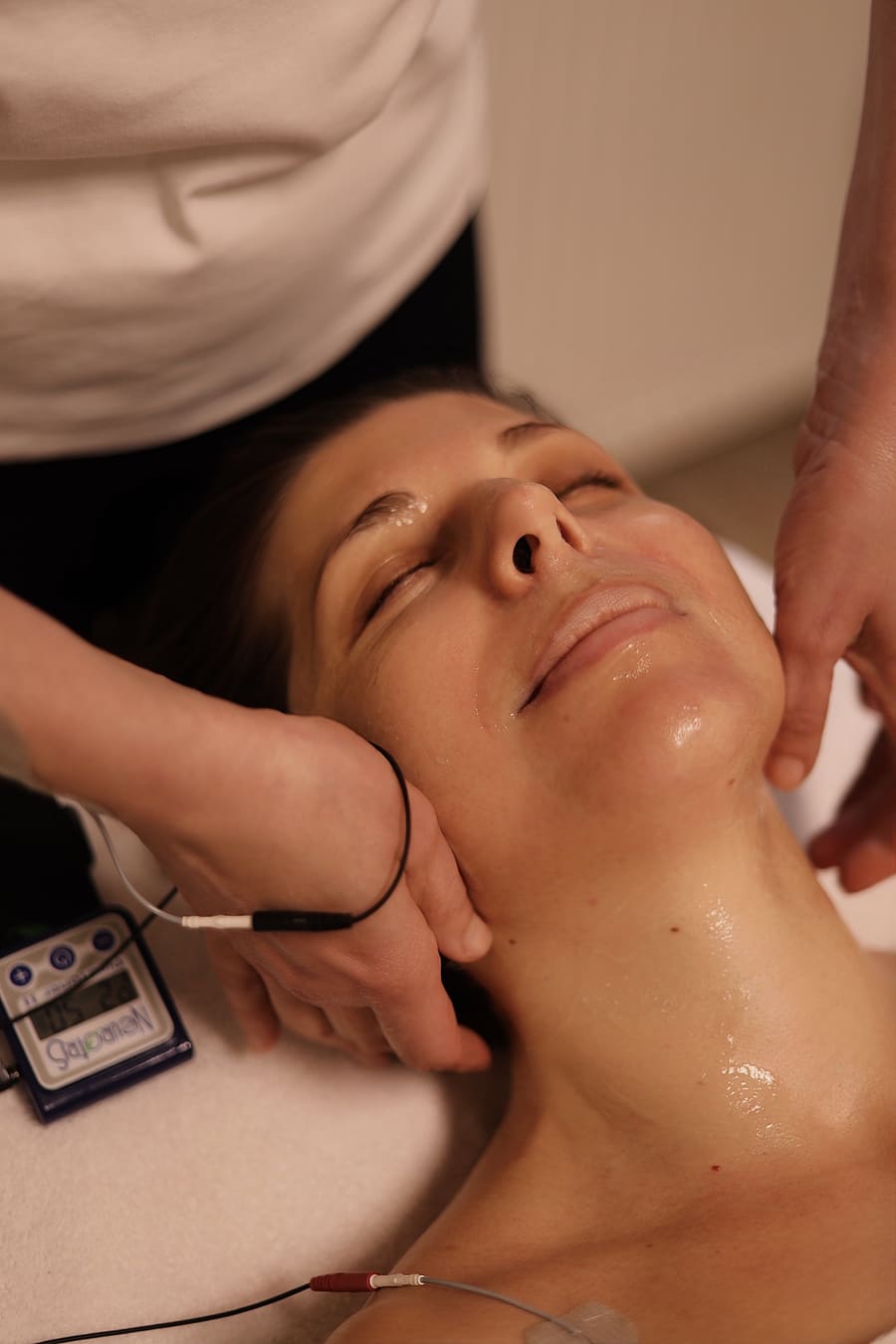 Face sculpting massage result - visible lift and glow